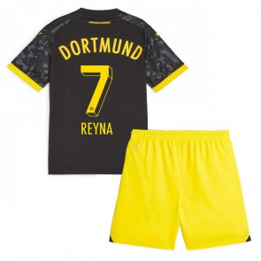 Borussia Dortmund Giovanni Reyna #7 Dětské Venkovní dres komplet 2023-24 Krátký Rukáv (+ trenýrky)